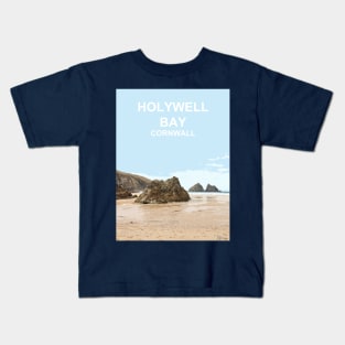 Holywell Bay Cornwall. Cornish gift. Travel poster Kids T-Shirt